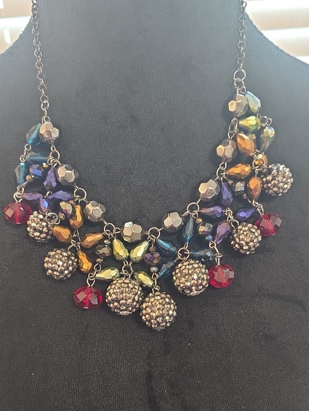 Beautiful Multicolor Crystal Statement Necklace - Designer